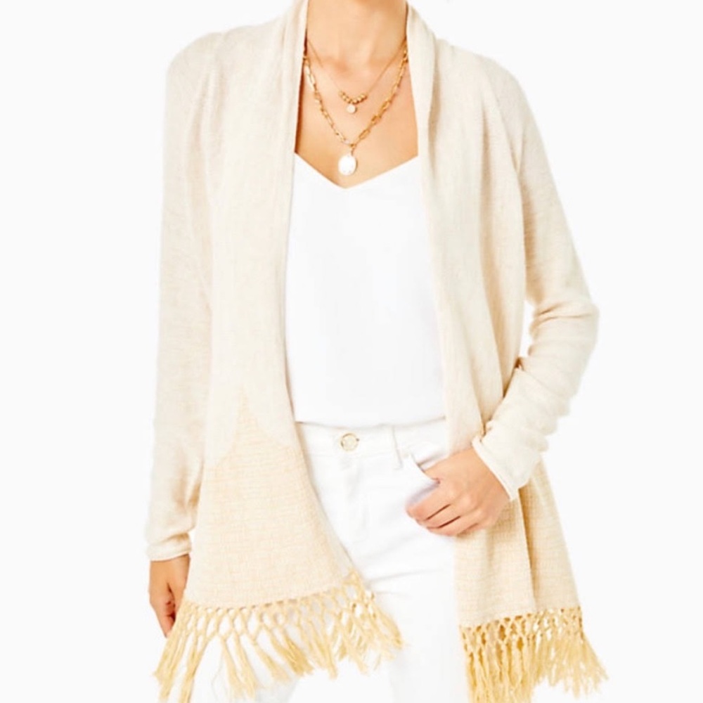 Lilly Pulitzer Tatum Cardigan Sweater in Gold size L